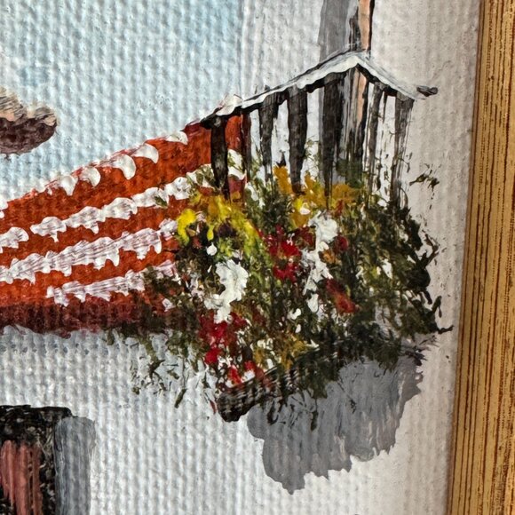 Vintage Mediterranean Buildings Painting in Frame - Picture 8 of 11